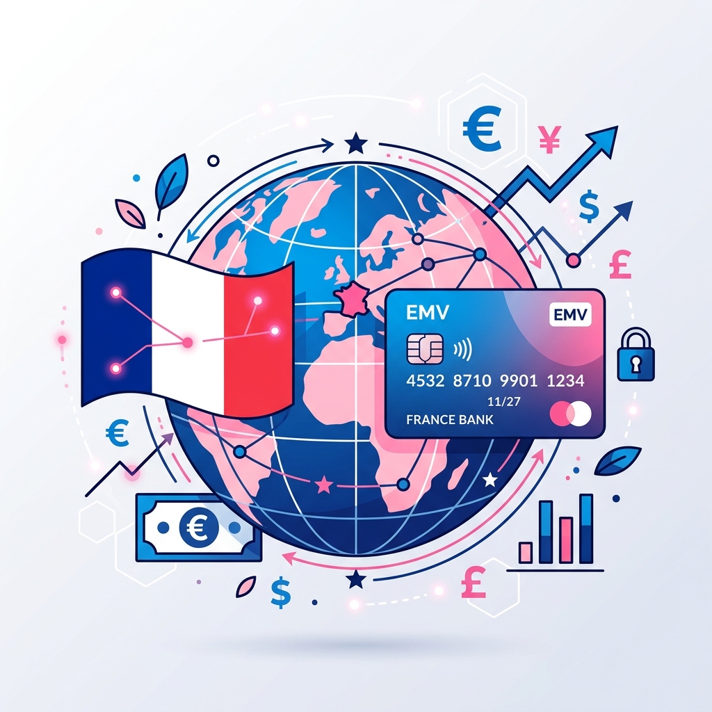 Globo e bandiera francese per la banca